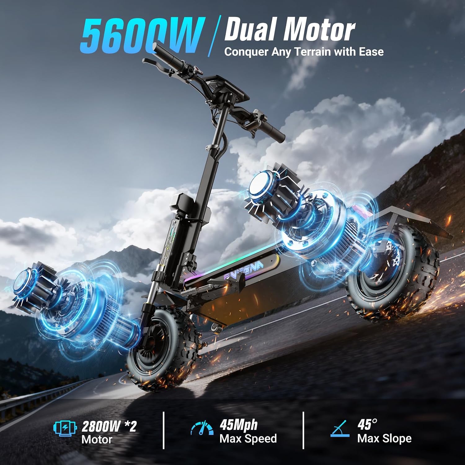 Electric Scooters Adults- 5600 - 60V 5600W Dual Motor Electric Scooter recension och pris