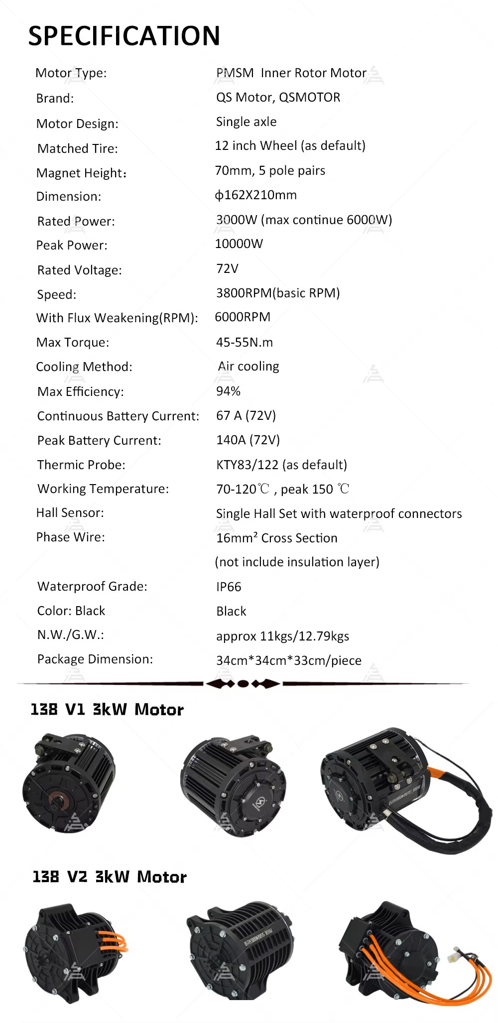 QS138 70H 3000W Mid Drive Moto - Mid Drive Motor Kit 72V 3000W recension och pris